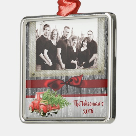 Personalisiertes Weihnachtsbaumtrucker FOTO Orname Ornament Aus Metall (Links)