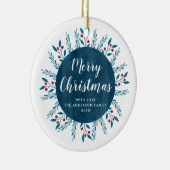 Personalisiertes Weihnachtsblau Keramik Ornament (Rechts)