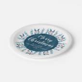 Personalisiertes Weihnachtsblau Pappteller (Schrägansicht)