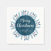 Personalisiertes Weihnachtsblau Serviette (Vorderseite)