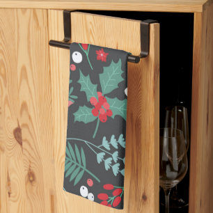 Personalisiertes Weihnachtsblumenmuster Familienna Geschirrtuch