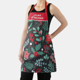 Personalisiertes Weihnachtsblumenmuster Familienna Schürze