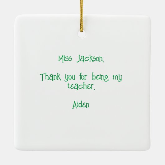 Personalisiertes Weihnachtsbuch Tree Teacher/Bibli Keramikornament (Rückseite)