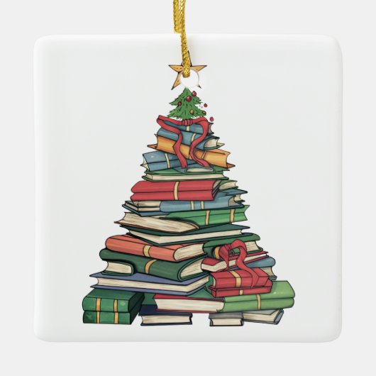 Personalisiertes Weihnachtsbuch Tree Teacher/Bibli Keramikornament (Vorderseite)