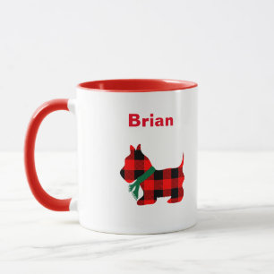 Personalisiertes Weihnachtsbüffalo Karierte schott Tasse