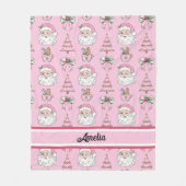 Personalisiertes Weihnachtscoquette Bow Santa Blan Fleecedecke (Vorderseite)