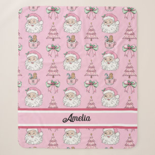 Personalisiertes Weihnachtscoquette Bow Santa Blan Sherpadecke