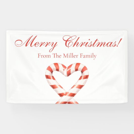 Personalisiertes Weihnachtscreme Cane Herzbanner Banner (Horizontal)