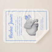 Personalisiertes Weihnachtsdatum Baby Blue Elephan Sherpadecke (Vorderseite (Horizontal))