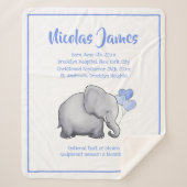 Personalisiertes Weihnachtsdatum Baby Blue Elephan Sherpadecke (Vorderseite)