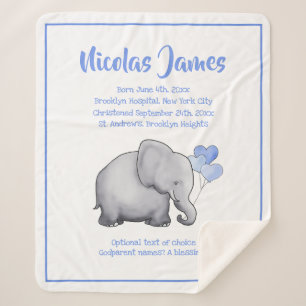 Personalisiertes Weihnachtsdatum Baby Blue Elephan Sherpadecke