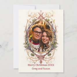 Personalisiertes Weihnachtsdekorationsoval Feiertagskarte