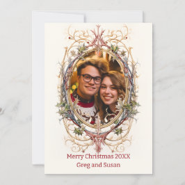 Personalisiertes Weihnachtsdekorationsoval Feiertagskarte