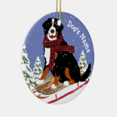 Personalisiertes Weihnachtsfest Bernese Mt Dog Rod Keramik Ornament (Rechts)