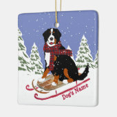 Personalisiertes Weihnachtsfest Bernese Mt Dog Rod Keramikornament (Links)