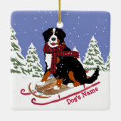 Personalisiertes Weihnachtsfest Bernese Mt Dog Rod Keramikornament (Rückseite)