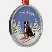 Personalisiertes Weihnachtsfest Bernese Mt Dog Rod Silbernes Ornament (Rechts)