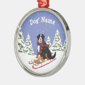 Personalisiertes Weihnachtsfest Bernese Mt Dog Rod Silbernes Ornament (Links)