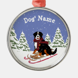 Personalisiertes Weihnachtsfest Bernese Mt Dog Rod Silbernes Ornament