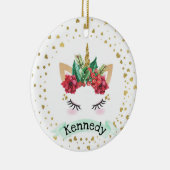 Personalisiertes Weihnachtsfest Einhorn Weihnachts Keramik Ornament (Rechts)