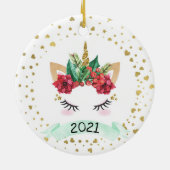 Personalisiertes Weihnachtsfest Einhorn Weihnachts Keramik Ornament (Hinten)