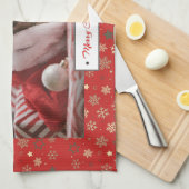 Personalisiertes Weihnachtsfest-Foto Geschirrtuch (Viertel Falte)