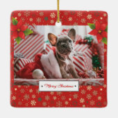 Personalisiertes Weihnachtsfest-Foto Keramikornament (Rückseite)