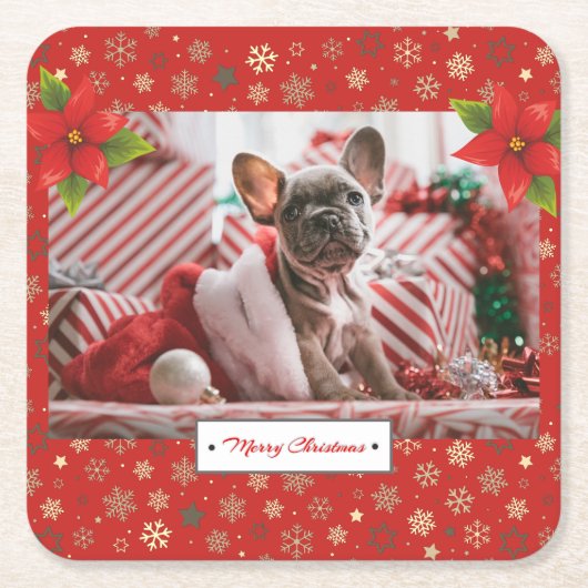 Personalisiertes Weihnachtsfest-Foto Rechteckiger Pappuntersetzer (Vorderseite)