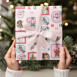 Personalisiertes Weihnachtsfest Foto Rosa Feiertag Geschenkpapier