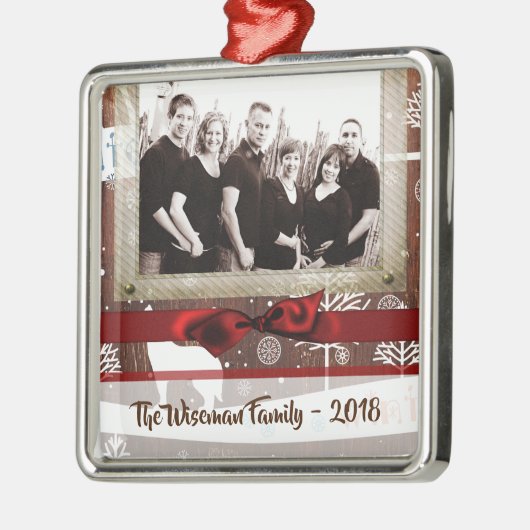 Personalisiertes Weihnachtsfest im FOTO Ornament Aus Metall (Links)