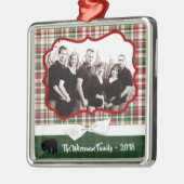 Personalisiertes Weihnachtsfest Kariert Bären FOTO Ornament Aus Metall (Links)