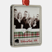 Personalisiertes Weihnachtsfest Kariert Bären FOTO Ornament Aus Metall (Rechts)