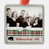 Personalisiertes Weihnachtsfest Kariert Bären FOTO Ornament Aus Metall (Vorne)
