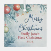 Personalisiertes Weihnachtsfest Ornament Aus Glas (Vorderseite)