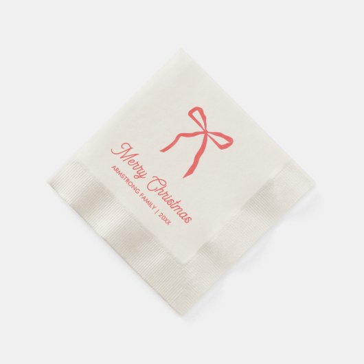 Personalisiertes Weihnachtsfest Party Red Bow Serviette (Ecke)