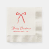 Personalisiertes Weihnachtsfest Party Red Bow Serviette (Vorderseite)
