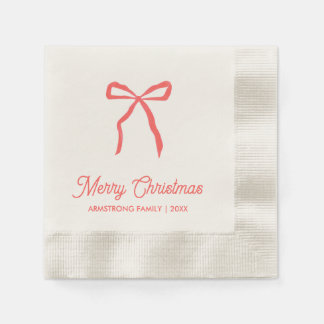 Personalisiertes Weihnachtsfest Party Red Bow Serviette