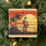 Personalisiertes Weihnachtsfest Retro Beach Weihna Keramikornament<br><div class="desc">Das Retro Surfing Beach Weihnachtsbaum-Ornament in Santa und Surfboard! Erleben Sie den Urlaubssinn mit einem Hauch von Weihnachtszauber und Strandvibes. Ob es sich um ein Geschenk für einen Strandliebhaber oder um eine Touch Nostalgie für Ihren Urlaubskulptur handelt, dieses Ornament wird Ihnen einen unvergesslichen Eindruck vermitteln. Die Rückseite kann mit einem...</div>
