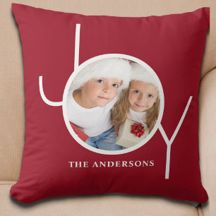 Personalisiertes Weihnachtsfest Rotes Foto Kissen