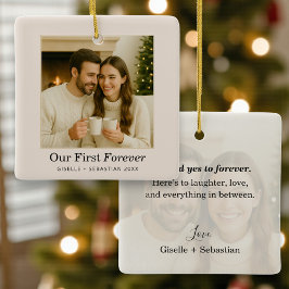 Personalisiertes Weihnachtsfoto für Paare als Erin Keramikornament
