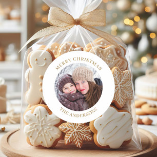 Personalisiertes Weihnachtsfoto Runder Aufkleber