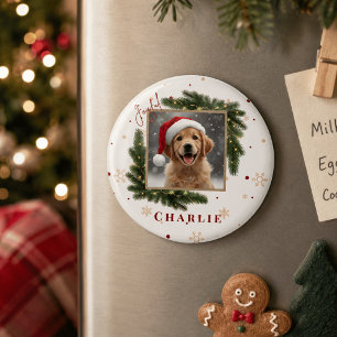 Personalisiertes Weihnachtsfoto vom Haustier – Wei Magnet