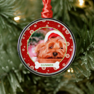 Personalisiertes Weihnachtsfoto vom Hund als Gesch Ornament Aus Metall