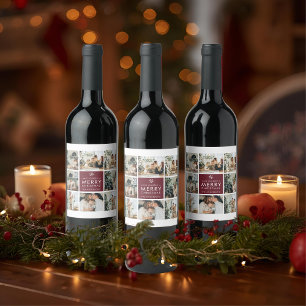 Personalisiertes Weihnachtsfoto Weinetikett