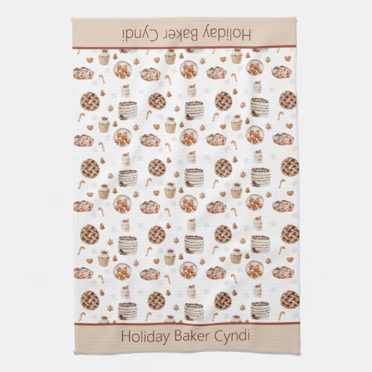 Personalisiertes Weihnachtsgebäck Geschirrtuch (Vertikal)
