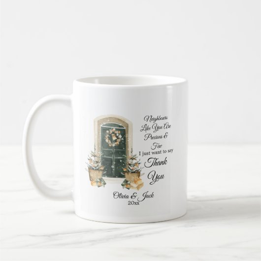 Personalisiertes Weihnachtsgeschenk für Nachbarn - Kaffeetasse (Links)