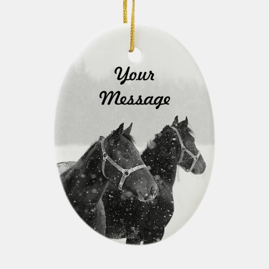 Personalisiertes Weihnachtsgeschenk für Pferde Keramikornament (Hinten)