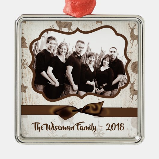 Personalisiertes Weihnachtsgeschenk Hirsch FOTO Or Ornament Aus Metall (Vorne)