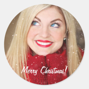 Personalisiertes Weihnachtsgeschenk mit Foto - Runder Aufkleber