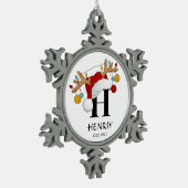 Personalisiertes Weihnachtsgeschenk mit Namen Schneeflocken Zinn-Ornament (Links)